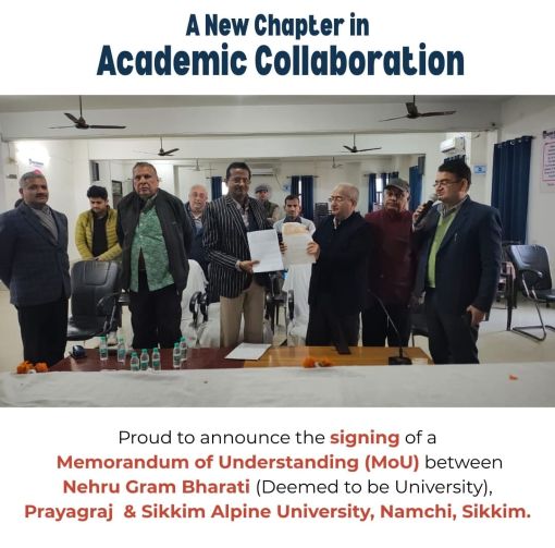 MoU Signed for Academic Collaboration Between Nehru Gram Bharati University, Prayagraj and Sikkim Alpine University
