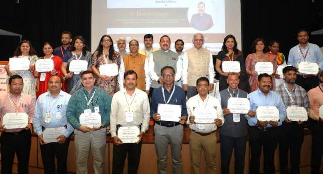 Dr Jitendra Singh presents certificates and testimonials to the first batch of Scientists and Academicians