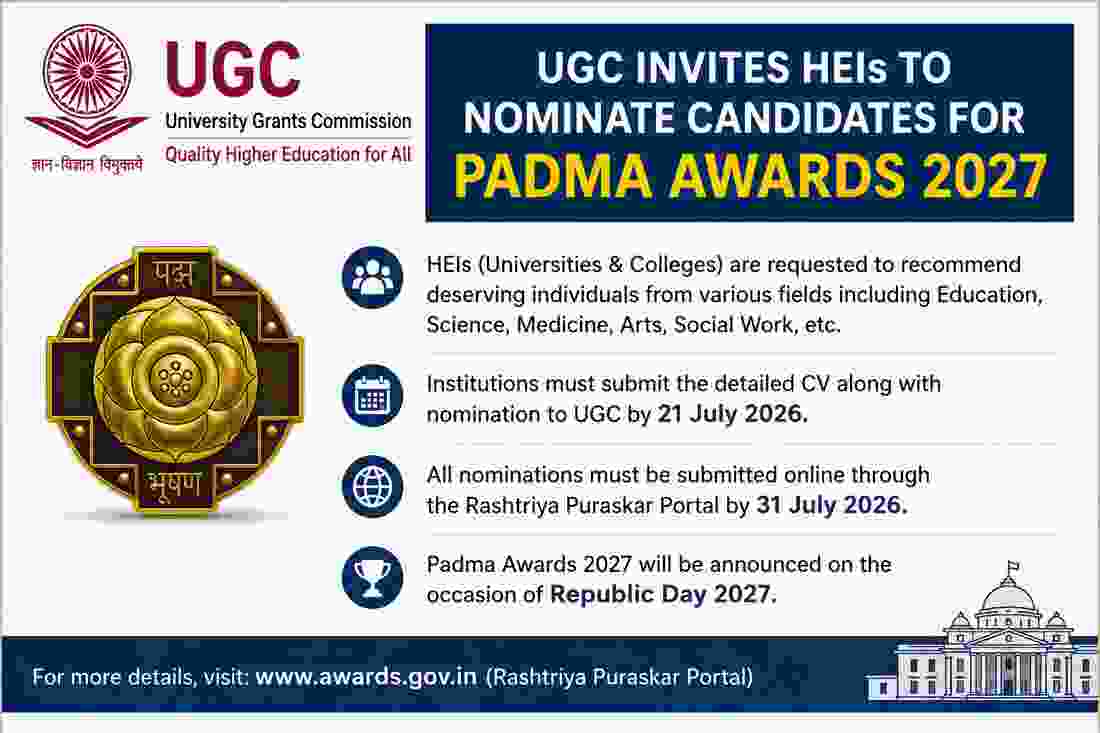 UGC Invites HEIs to Nominate Candidates for Padma Awards 2027