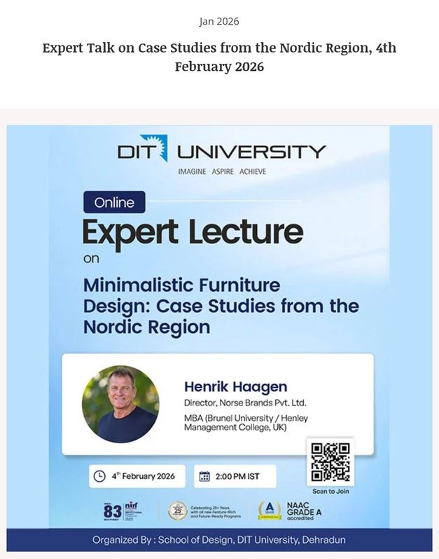 DIT University Hosts Expert Talk on Nordic Minimalistic Furniture Design